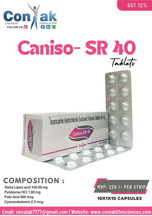 Isoxsuprine hydrochloride 40mg Sustained Release tablets