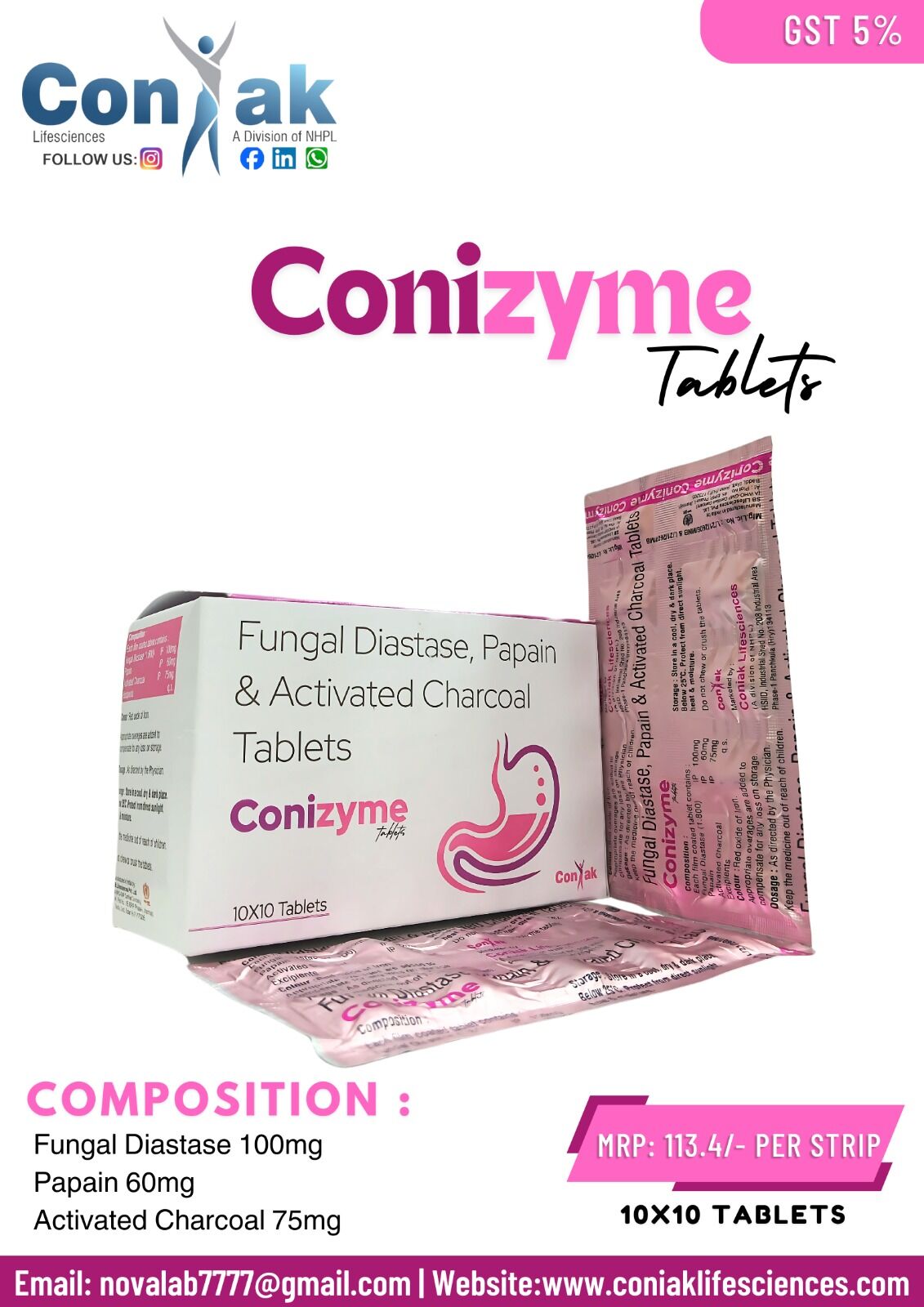 Fungal Diastase and Papain and Activated Charcoal Tablets