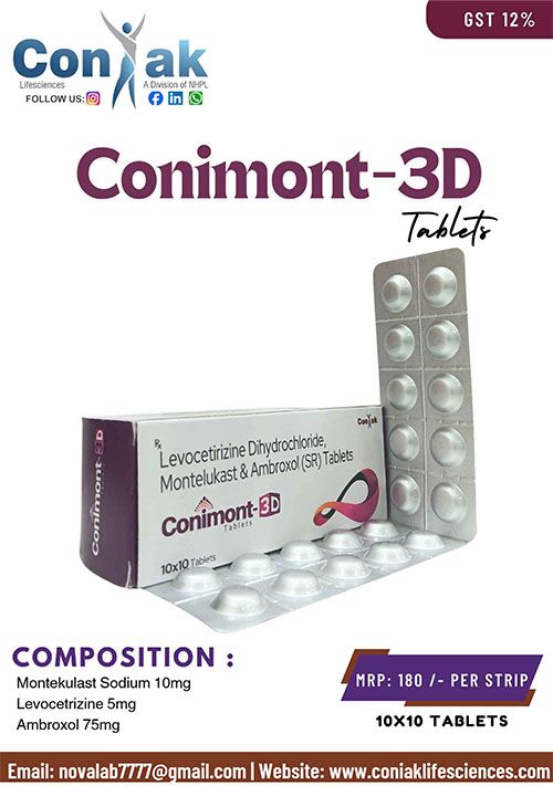 Montekulast Sodium 10mg+Levocetrizine 5mg+Ambroxol 75mg SR tab