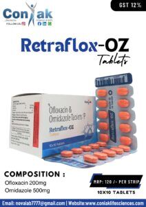 Ofloxacin 200mg and Ornidazole 500mg Tablets